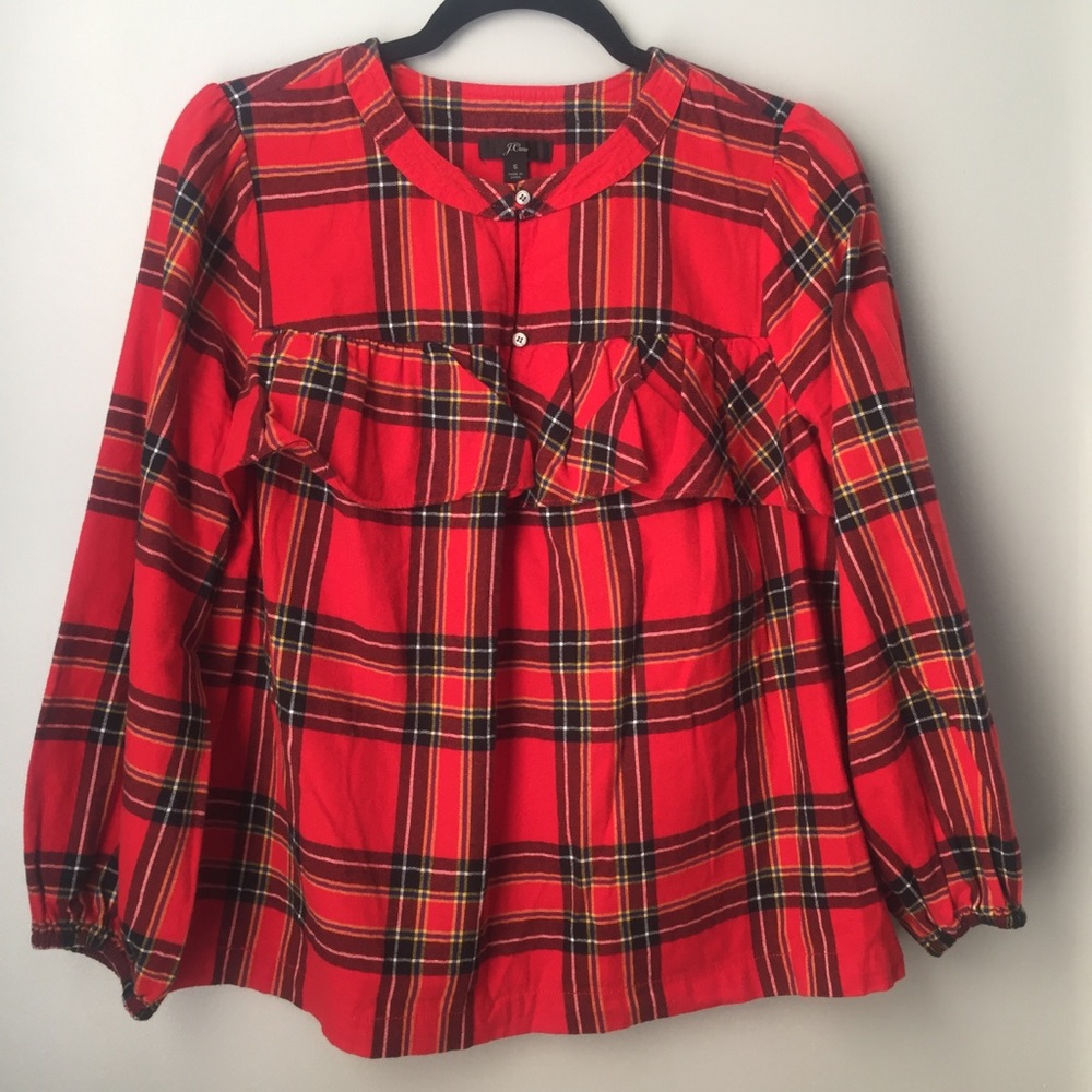 J.Crew Flannel Ruffle Top